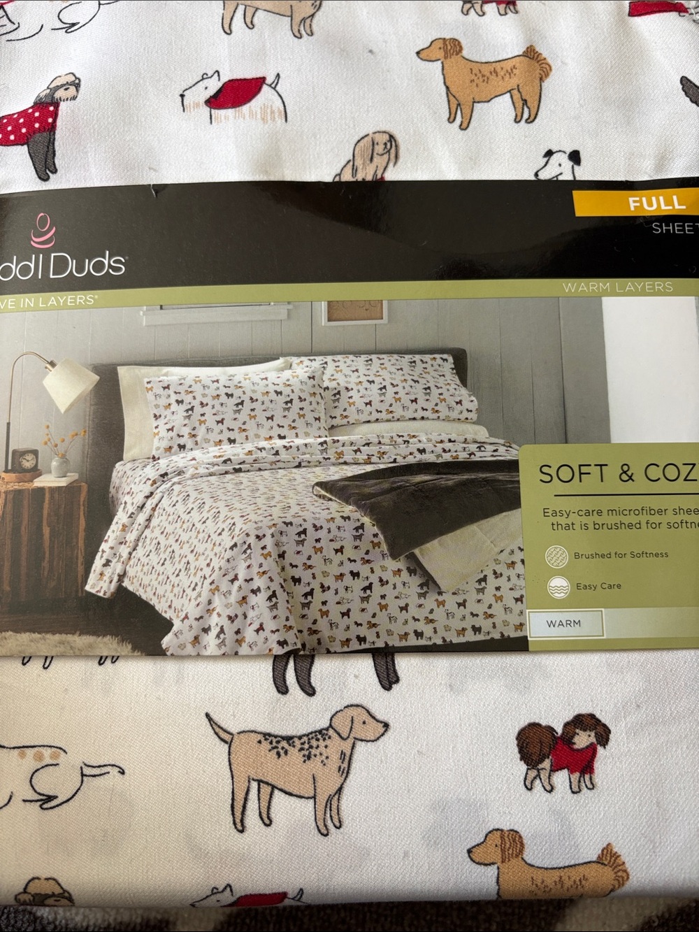 New cuddl duds, full-size sheet set dog print